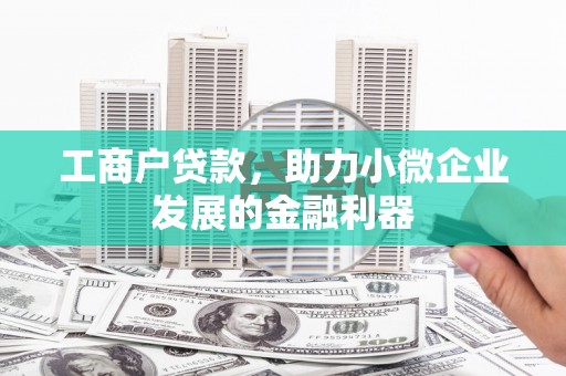 宜黄工商户贷款，助力小微企业发展的金融利器
