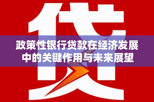 宜黄政策性银行贷款在经济发展中的关键作用与未来展望