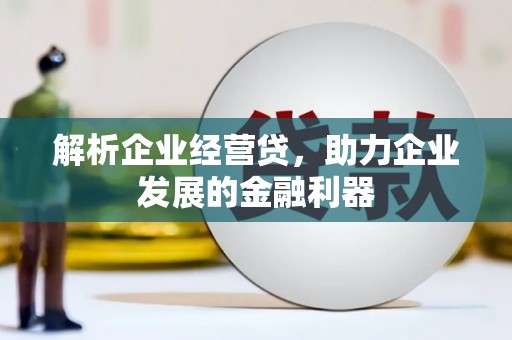 宜黄解析企业经营贷，助力企业发展的金融利器