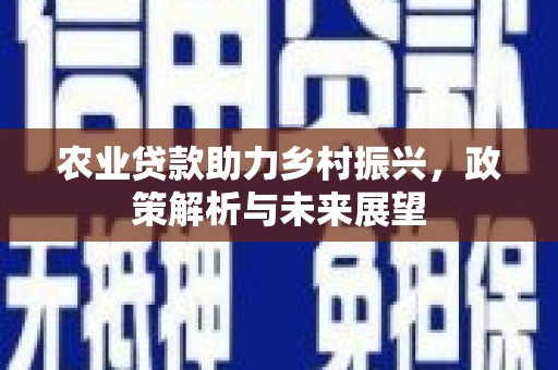 宜黄农业贷款助力乡村振兴，政策解析与未来展望