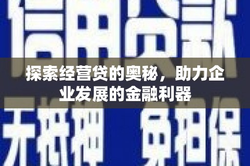 宜黄探索经营贷的奥秘，助力企业发展的金融利器