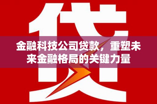 宜黄金融科技公司贷款，重塑未来金融格局的关键力量