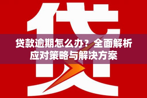 宜黄贷款逾期怎么办？全面解析应对策略与解决方案