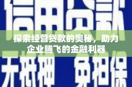 宜黄探索经营贷款的奥秘，助力企业腾飞的金融利器