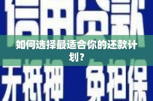 宜黄如何选择最适合你的还款计划？