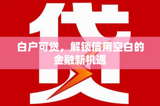 宜黄白户可贷，解锁信用空白的金融新机遇