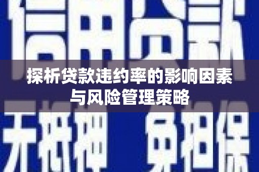 宜黄探析贷款违约率的影响因素与风险管理策略