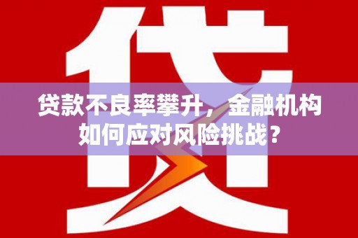 宜黄贷款不良率攀升，金融机构如何应对风险挑战？