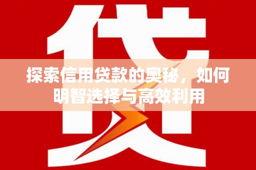宜黄探索信用贷款的奥秘，如何明智选择与高效利用